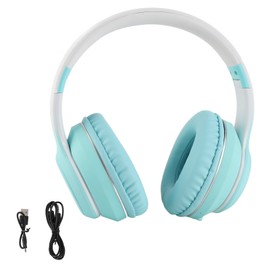 Bluetooth Headphone Heavy Bass Noise Cancelling Foldable Gradient Color Wireless Headset with Light for Phone Laptop Green