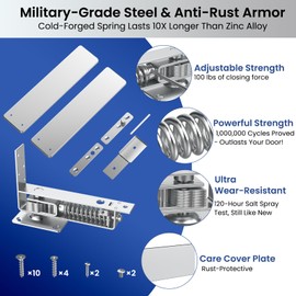 Premium Double Action Spring Hinge – Heavy Duty Self-Closing Pivot Hinges with Stop Function & Cover Plates, 100lb Capacity for Wood Doors, Commercial & Residential Use