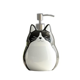 CHOOLD Ceramic Black Cat Soap Dispenser with Plastic Pump, Refillable Lotion Soap Container, Lotion Bottle, Hand Soap Dispenser