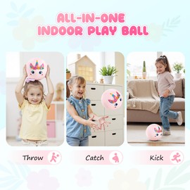 U&C Planet Soft Plush Size 3 Football for Kids 1-6 Years – Unicorn Design with Hand Pump, Quiet Toddler Football Toy, Fluffy Plush, for Boys & Girls