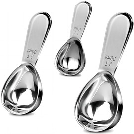 GREATLINK Coffee Scoop for Ground Coffee 2&1 Tablespoon Measuring Spoon, 18/8 Stainless Steel Small Measuring Spoon for Tea Sugar Flour Metal Coffee Scooper for canisterss/jars(30ml &15ml,3 Pcs)