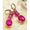 Jade Fuchsia Hot Pink Jade In Drop Down Gold Plated