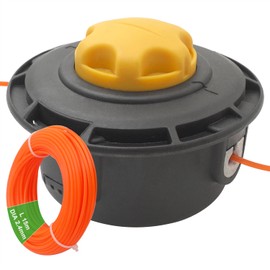 Zeqeey M10 x 1.25 Left Hand Universal Thread Replacement Trimmer Spool Head Speed Bump Feed with 15m 2.4mm Strimmer String Cord, Easy Load