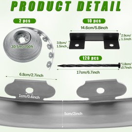 Sasylvia 2'' x 200' Landscape Edging Kit Edging Border Coil Include Anchoring Spikes 10 Connectors Plastic Garden Border for Lawn Garden Grass Yard Home(Gray)