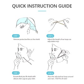 tp TRADEPROVIDER Mouth Shield, (20 pieces) Face Shield, Clear Anti-Fog, Adjustable Elastic Strap. PVC Plastic Face Visor, Transparent Waiter Chef Visor with White Chin base