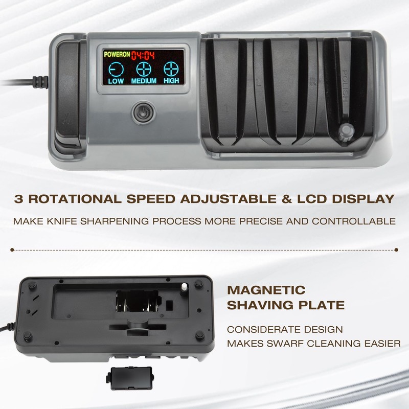 Ceelpeopar Professional 3-Stage Electric Knife Sharpener for Kitchen Knives, LCD