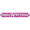 9ft Banner Happy 14th Birthday Pink Holographic