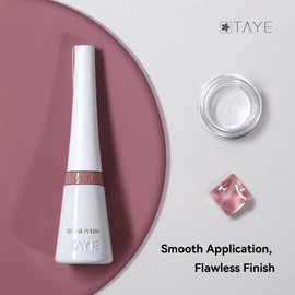 TAYE Nude Jelly Glazed Nails Set, Jelly Nude Gel Nail Polish and Pearl Chrome Nail Powder, U V Light Cure Gel Polish for Nail Art Manicure Salon DIY at Home