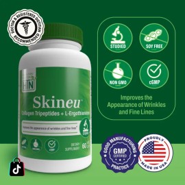 Collagen Tripeptides & L-Ergothioneine Capsules – 60 Veggie Caps for Skin Elasticity, Antioxidant Support, Healthy Skin Supplement