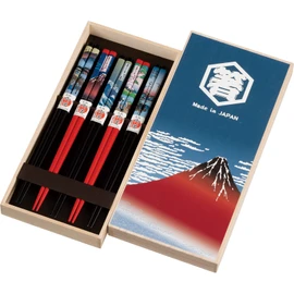 Wakasa Lacquer Chopsticks 265236 Natural Wood, 8.9 inches (22.5 cm), Set of 5, Gift, Paulownia Box, Tokaido Red Fuji Paulownia Box, Made in Japan