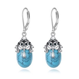 ONEFINITY Earrings 925 Sterling Silver Vintage Drop Dangle Earrings Jewellery Gifts for Women, One size, Sterling Silver, Turquoise