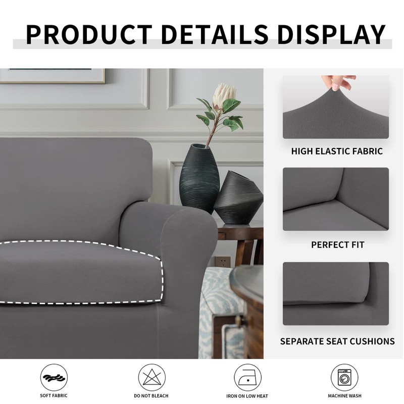 Easy-Going 2 Pieces Microfiber Stretch Chair Slipcover – Spandex Soft
