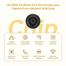 VILTROX 28mm F4.5 f/4.5 Pancake Lens for Nikon Z Auto Focus Ultra Thin Full Frame Wide Angle Prime Lens Compatible with Nikon Z-Mount Z5 Z50 Z6 Z6II Z7 Z7II ZFC Z30 Z9 Z8 Cameras
