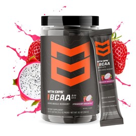 MTN OPS BCAA 2:1:1 Amino Acids Supplement Powder for Rapid Muscle Recovery & Repair with Zero Sugar & Gluten Free, 30 Servings (Strawberry Dragonfruit Trail Packs)