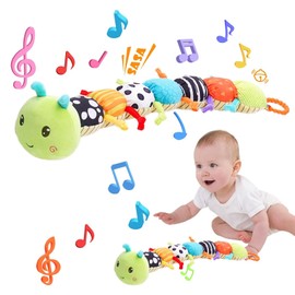 Pau1Hami1ton Baby Toys 0-3-6-12 Months Musical Plush Caterpillar Toy,Newborn Toys with Crinkle and Rattles,Baby Sensory Toys,Newborn Boy Girl Gifts.