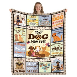 Wazzio Dog Mom Gifts for Mothers Day Women, Dog Mom Blanket 50"X60", Gifts for Puppy Lovers, Puppy Lovers Present for Women, Pet Themed Things, Flannel Pet Throw Blanket