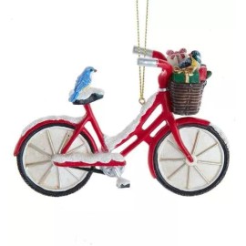 KURT ADLER 4.75" RESIN BICYCLE W/ BLUEBIRD & CHICKADEE CHRISTMAS ORNAMENT E0757