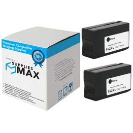 SuppliesMAX Remanufactured Replacement for HP OfficeJet Pro 7720/7730/7740/8200/8700/8715/8720/8725/8730/8740/8745 Black High Yield Inkjet (2/PK-2000 Page Yield) (NO. 952XL) (F6U19AN_2PK)