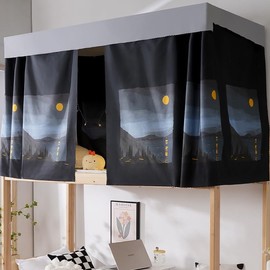 SIQITECHUK Bunk Bed Bottom Curtains Mid-Sleeper Tent Lightproof Cabin Canopy Screen Nets Blackout Canopy Dustproof Bedroom Frame Draperies Student Dormitory Privacy Protection