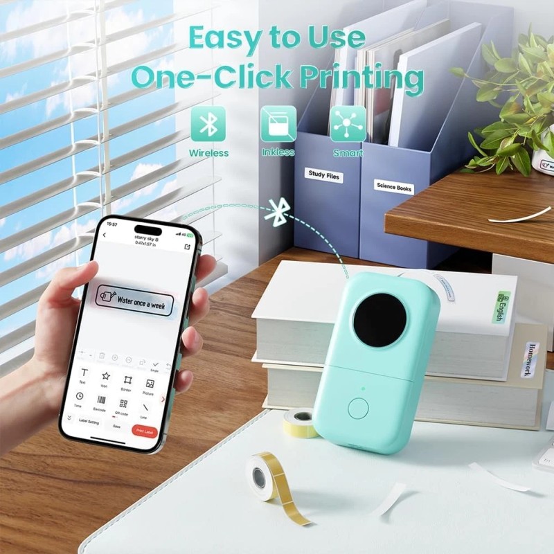 Phomemo D30 Bluetooth Mini Label Maker, Inkless Thermal Printer