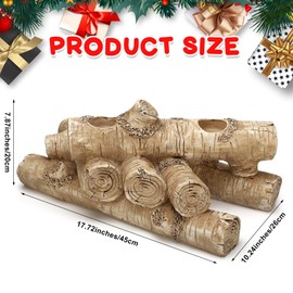 Mumufy Faux Wood Resin Logs Tea Lights Candle Holder Rustic Wood Tealight Candle Holder Decorative Fireplace Candle Holder for Christmas Home Wedding Decoration Table Centerpiece