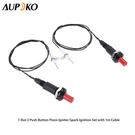 Aupoko 2Pcs Piezo Spark Ignition Kit, Push Button Igniter with Heat-resistant Electrode and 1 Meter Wire, Type of 1 Out 2, Fit for Gas Fireplace, Oven, Heater, Kitchen Stove Ignitor
