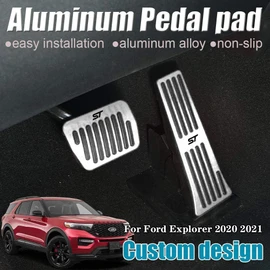 LEXLEY 2PCS Anti-Slip Aluminum Brake Gas Pedal Pads,Auto No Drilling Accelerator Pedal Covers For Ford Explorer 2020 2021 2022 2023-SLIVER