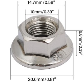 TOP-VIGOR 12Pcs M10 x 1.25mm Fine Thread Flange Nuts, 304 Stainless Steel Hex Lock Nuts, Threaded External Hex Flange Nut for Automotive, Machinery, DIY Projects
