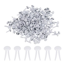 PATIKIL 200 PCS Paper Brass Fasteners Split Pins Pastel Mini Metal Brads Round Head Plated Fastener for Craft Art Scrapbooking DIY Supplies, White, 5 x 9 mm