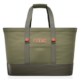 RTIC Everyday Insulated Tote Bag, Large Reusable Thermal Cooler with Zippered Top for Beach, Grocery, Shopping, Camping, Picnic, Travel, 35 L Capacity, Olive