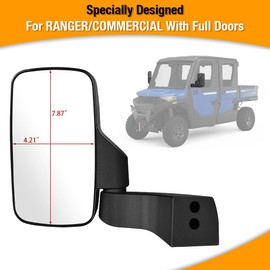 Polaris Ranger Mirrors Door Mounted, Ranger Northstar Side View Mirrors Compatible with Hard Full Doors Equipped Polaris Ranger XP 1000/SP 570/Commercial PRO XD