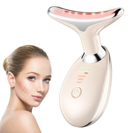 Neck Face Massager, Skin Care Facial Massage Device, 3 Colour Modes, Face Sculpting Tool for Double Chin with Thermals, Vibration (Pink)