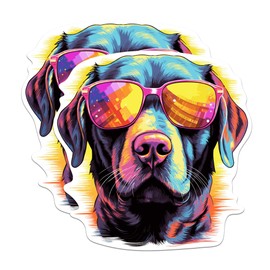 (2 Pack) Labrador Retriever Dog Stickers - Labrador Retriever with Sunglasses - Choose FromOver 100 Dog Breeds - 5 Inches On Longest Side - Premium Vinyl - Made in USA - BMCS0365