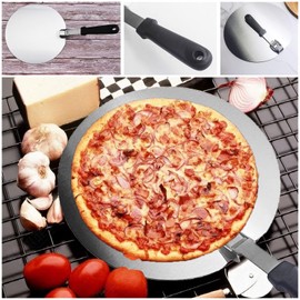 Pizza Peel Metal Round Spatula Paddle Peel 12 Inch with Folding Handle, for Grill Oven Baking Homemade Pizza Bread