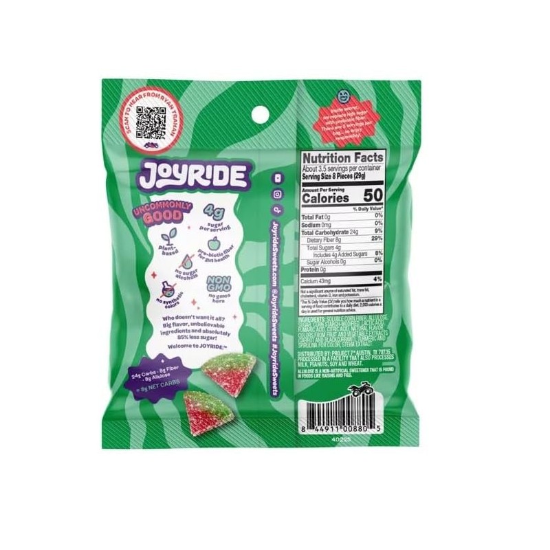 Generic Joyride Sweets Candy Sour Watermelon Wedges 3.5oz, 80% Less