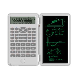 Scientific Calculator with Erasable Writing Board 240 Functions 2 Line LCD Display Foldable Financial Math Calculator School Supplies for Middle High School College Students White