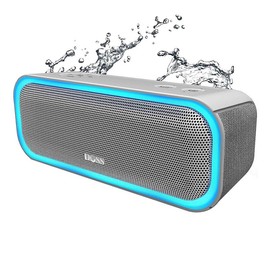 DOSS SoundBox Pro Bluetooth Speaker with 20W Stereo Sound,Active Extra Bass,IPX6,TWS,Multi-Colors Lights,Audio,Bluetooth connectivity for smartphone - Color: Grey Speaker