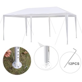 JungleA 10'x20' Outdoor Wedding Party Tent Camping Shelter Gazebo Canopy,Easy Set Gazebo Canopy for BBQ Party Events w/Removable Sidewalls（White）