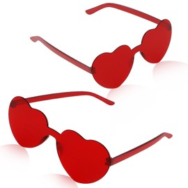 AMCAMI 2 Packs Heart Shaped Sunglasses for Women Colored Heart Shaped Glasses Bachelorette Party Favors