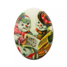 Yummy Treasures Vintage Retro Snowman Christmas Cabochon 40mm X 30mm (1) cab001