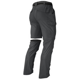 Men's Hiking Pants Convertible Zip Off Lightweight Waterproof Quick Dry Outdoor Fishing Travel Safari Camping Dark Grey 36