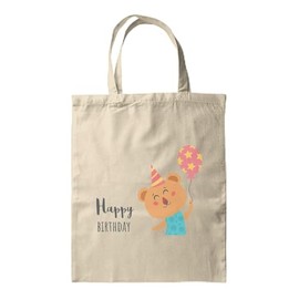BWW Print - Happy Birthday Bear - Gift Bag | Canvas Tote - Tote Bag, Single Sided