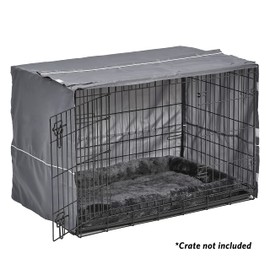 New World Dog Crate Comfort Kit by, Matching Dog Crate Cover & Dog Bed to Make Your Dogs Crate Their Home, Compatible with Midwest Homes for Pets & New World Dog Crates, Fits 36-Inch Dog Crate, Gray