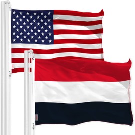USA American & Yemen Yemeni Flags 3x5 FT Combo Printed 150D Polyester By G128