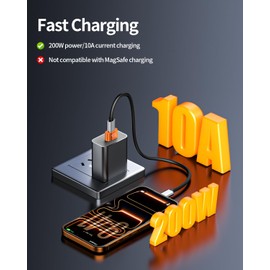 HOWJIM USB to USB C Adapter 10 Pack,10A 200W Fast Charging Data Transfer