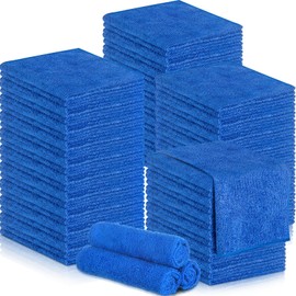 Macarrie 200 Pieces Microfiber Cleaning Cloths Bulk Absorbent Microfiber Towels Reusable Lint-Free Streak Free Wash Rags for House Kitchen Office Restaurants Bar Shop Car, 12 x 12 Inches (Royal Blue)