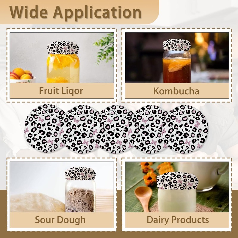 Cloth Covers for Sourdough Starter Jars, Pink Leopard Butterfly Heat