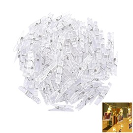 Pack of 100 Mini Clothes Pegs, Small Clothes Pegs, Small Clips for Hanging Photos, Transparent Clothes Pegs, Photo Clips, Mini Pegs Clips, for Photos Fairy Lights Hanging