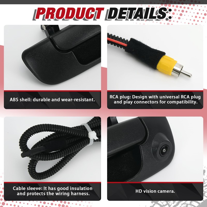 Rear Tailgate Trunk Handle w/Backup Camera Comes with RCA Plug