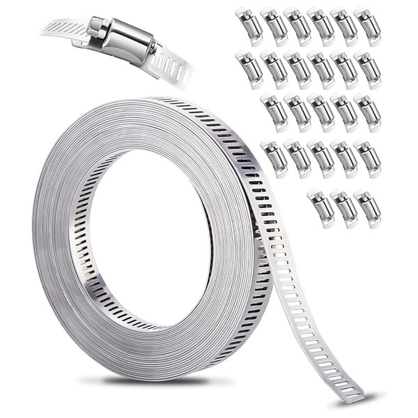 Xespis Hose Clamps 304 Stainless Steel, 10 m Hole Tape